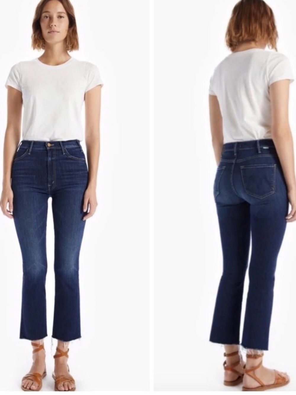 MOTHER Denim Women’s The Hustler Ankle Fray Jeans in Teaming Up Sz 24 Kick Flare
